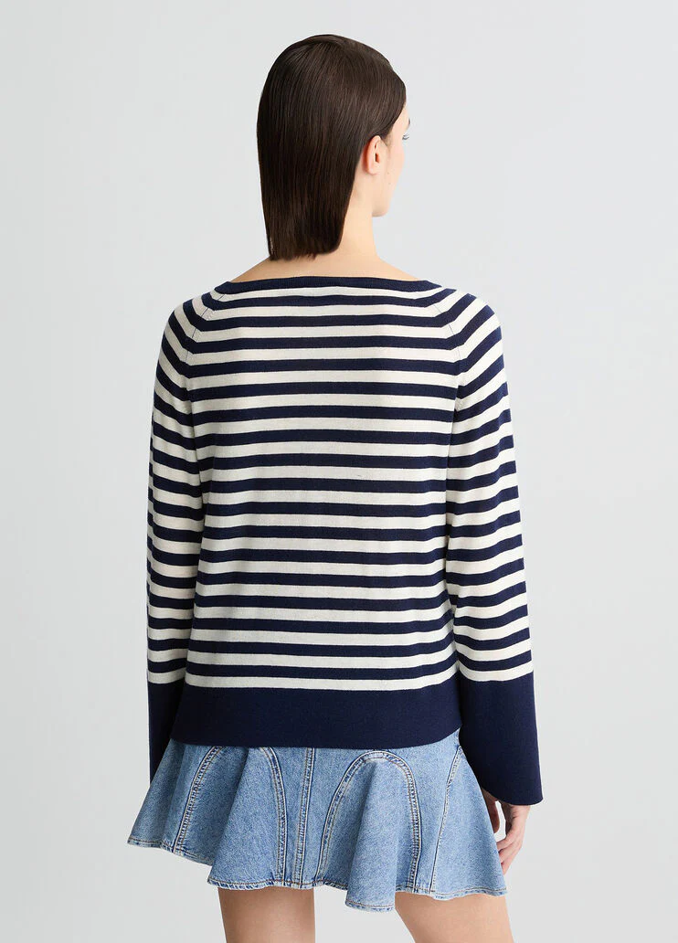 Lagoon blue/white wool and cashmere jumper