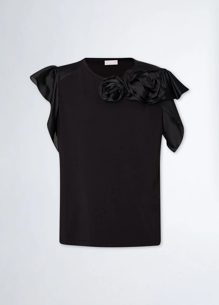 Jersey T-shirt with roses