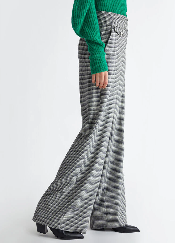 Check palazzo trousers