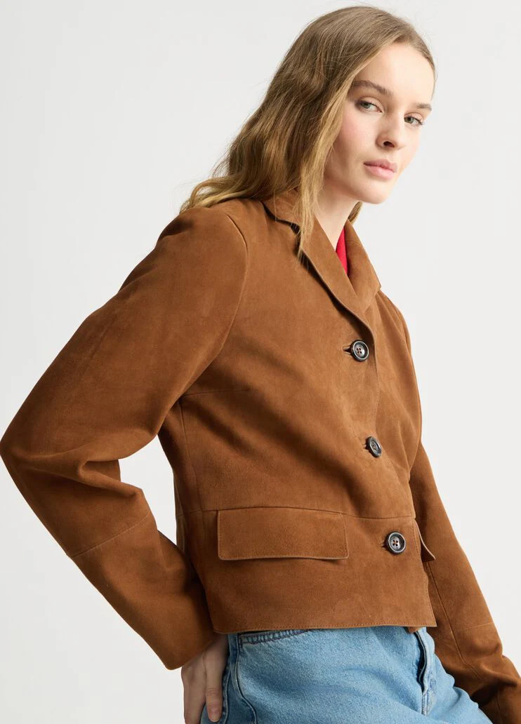 Suede boxy jacket