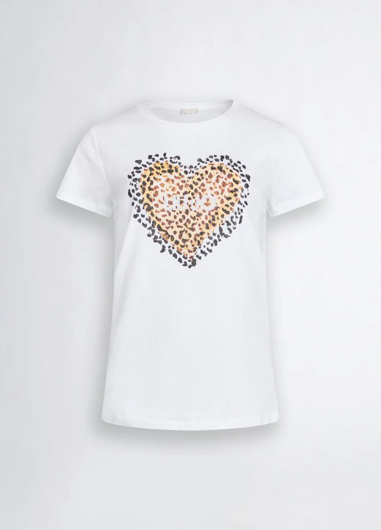 T-shirt with animal-print heart