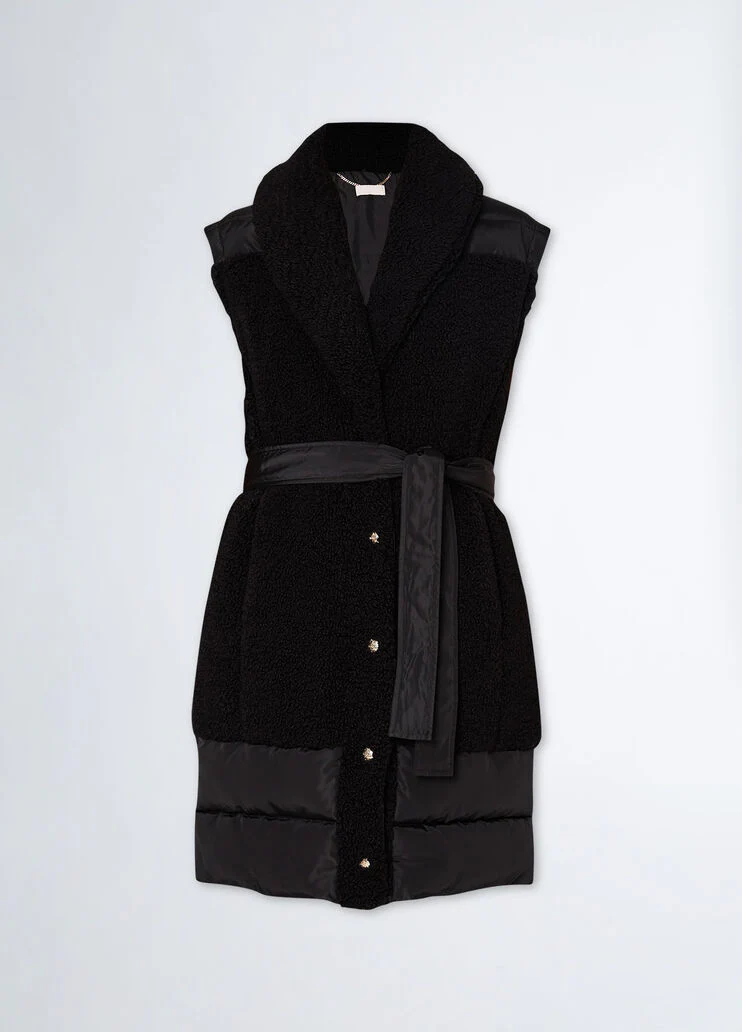 Quilted nylon and teddy jacket