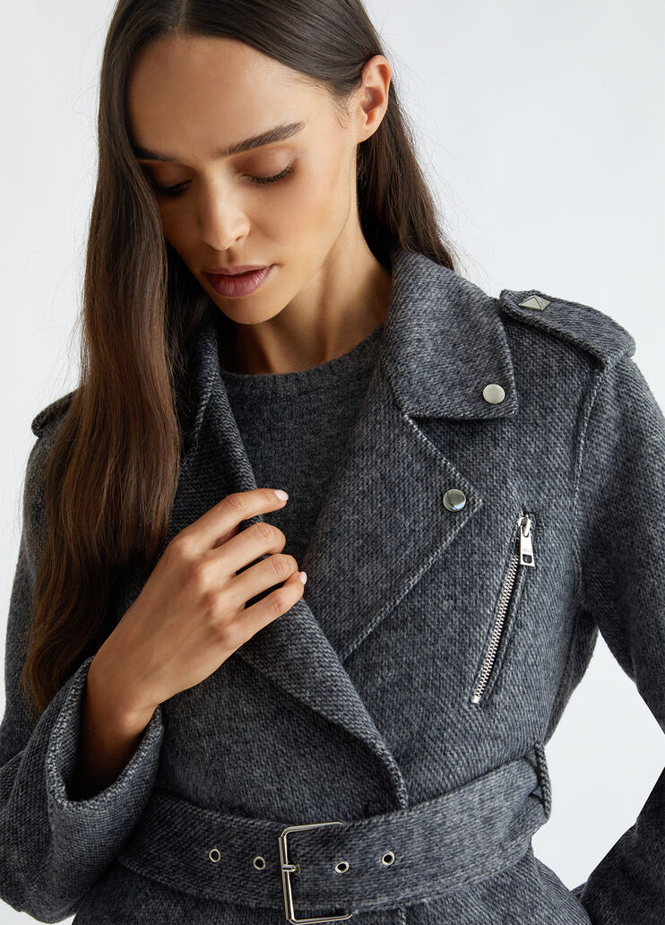 Wool blend biker jacket