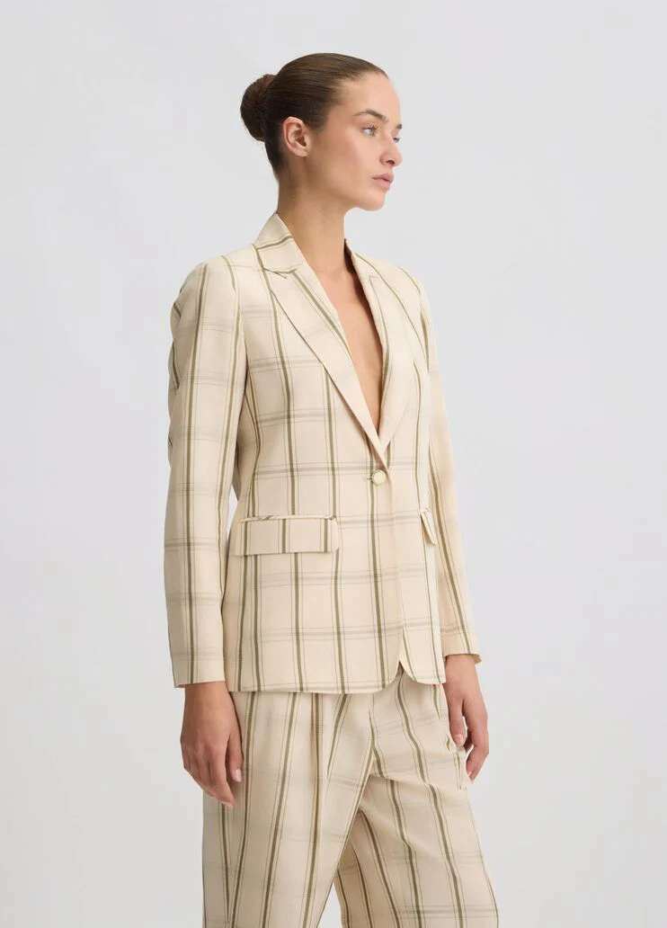 Linen check blazer