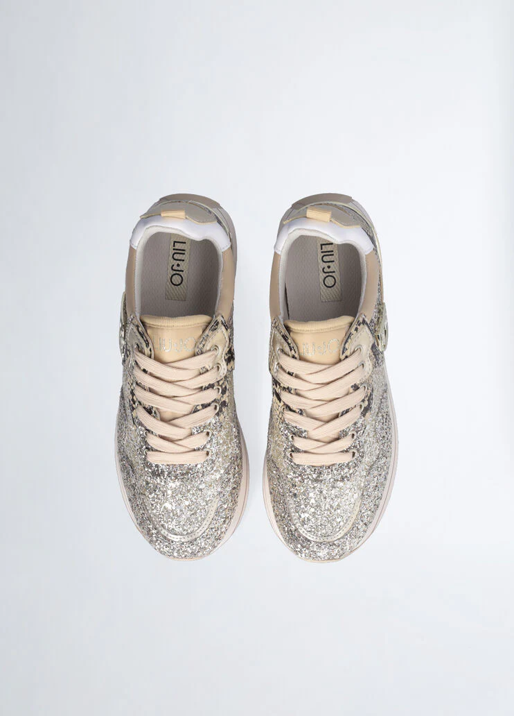 Platform sneakers with glitter