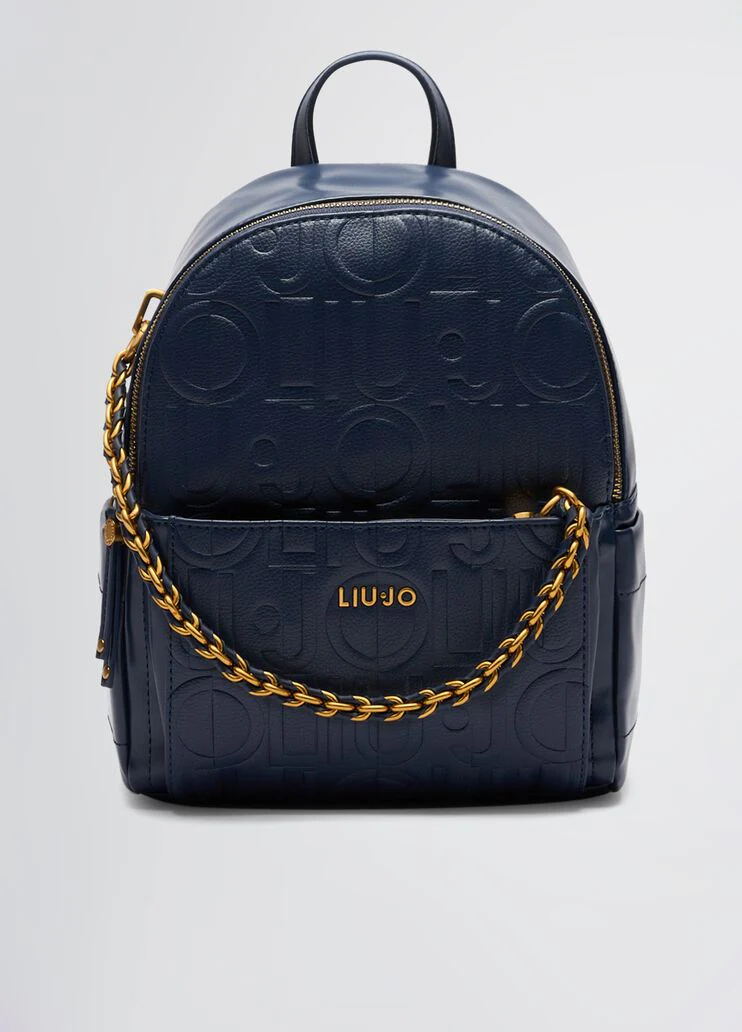 Backpack with logo and chain