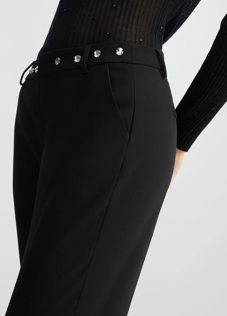 Trousers with rhinestones
