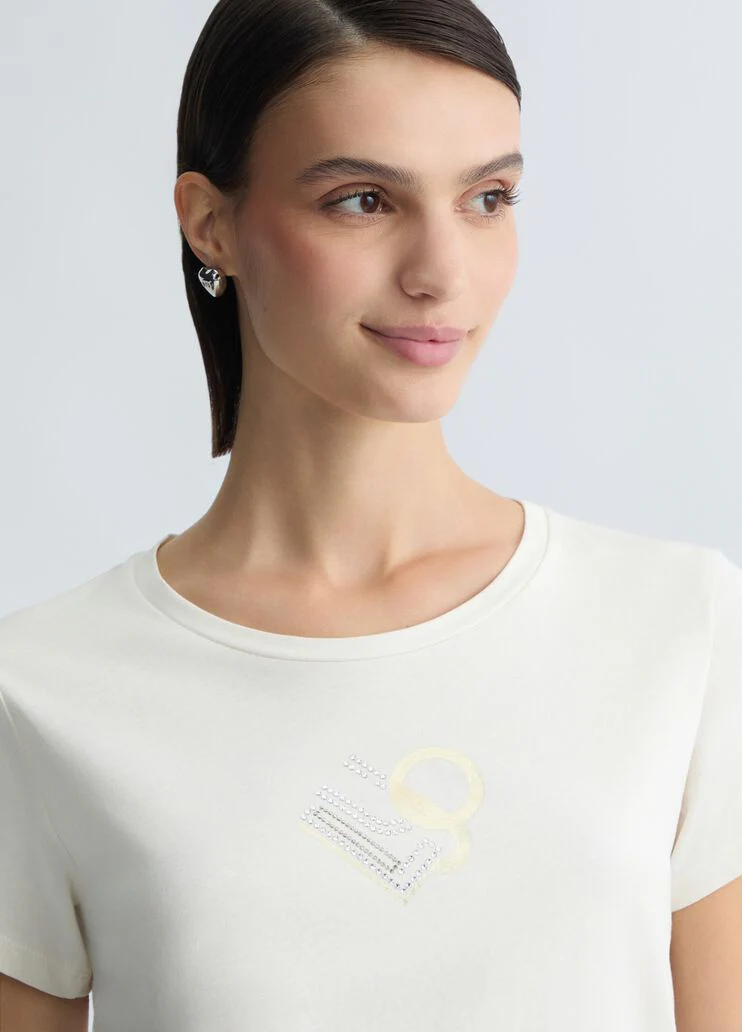 T-shirt with logo and gemstones