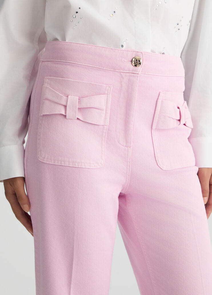 Cropped flared cotton trousers