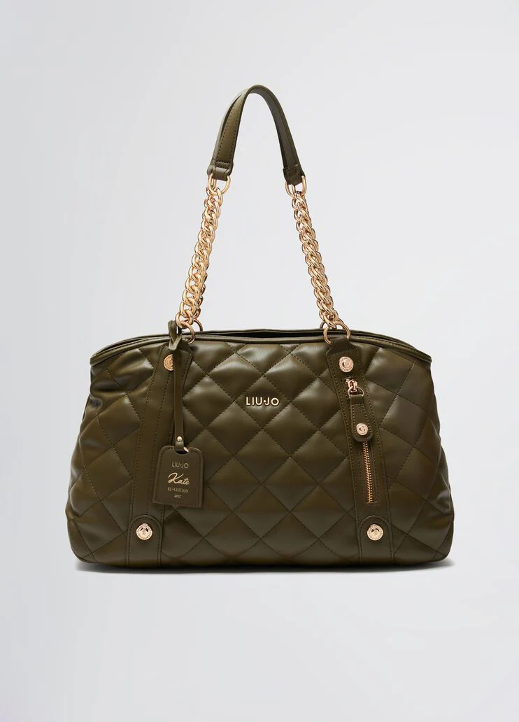 Quilted khaki green handbag