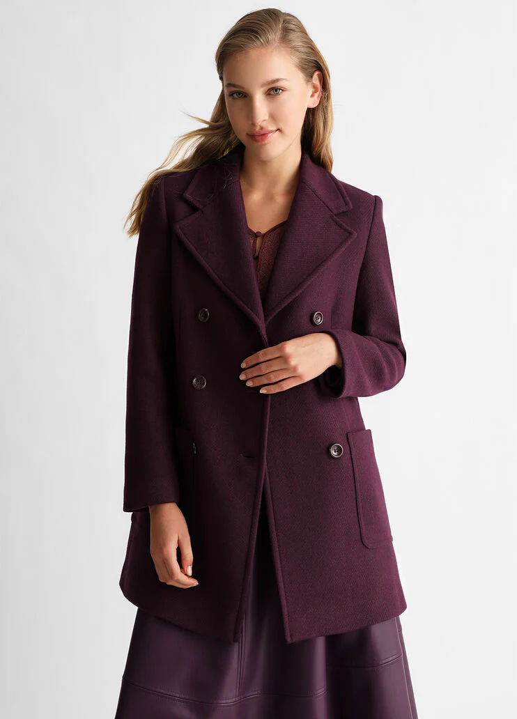 Double-breasted wool-blend coat
