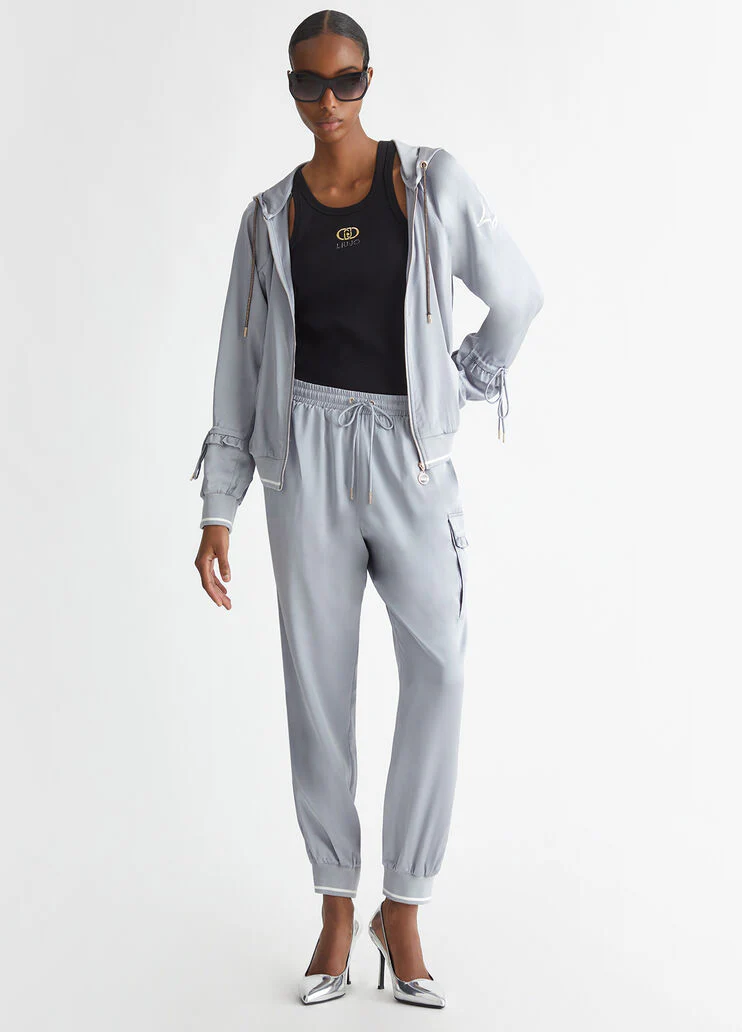 Satin hooded sweatshirt