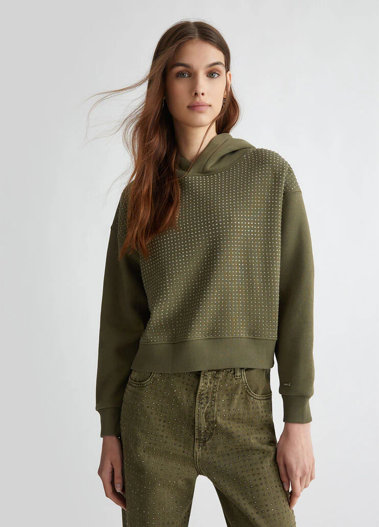 Sweatshirt with rhinestones