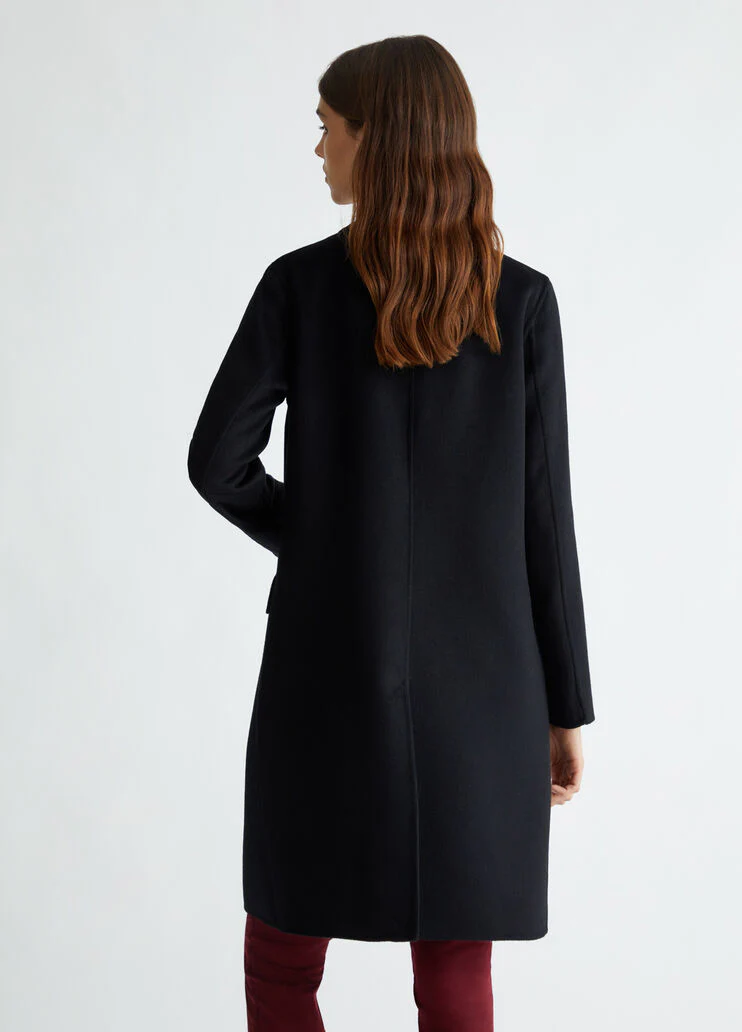 Double-breasted wool-blend coat