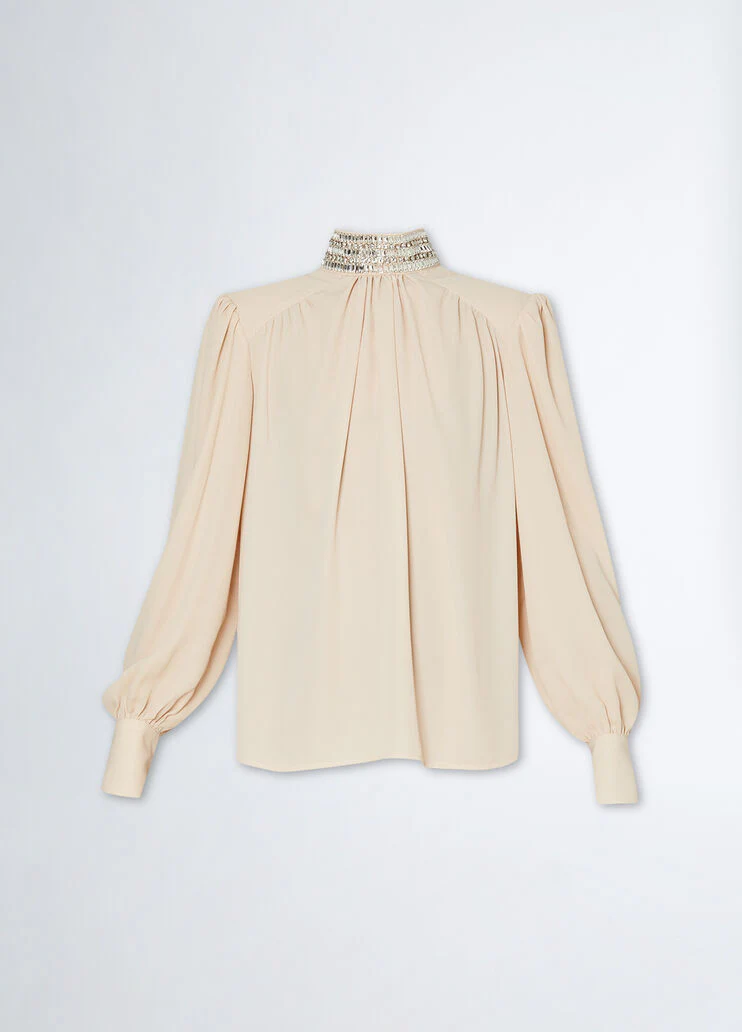 Georgette blouse with rhinestones