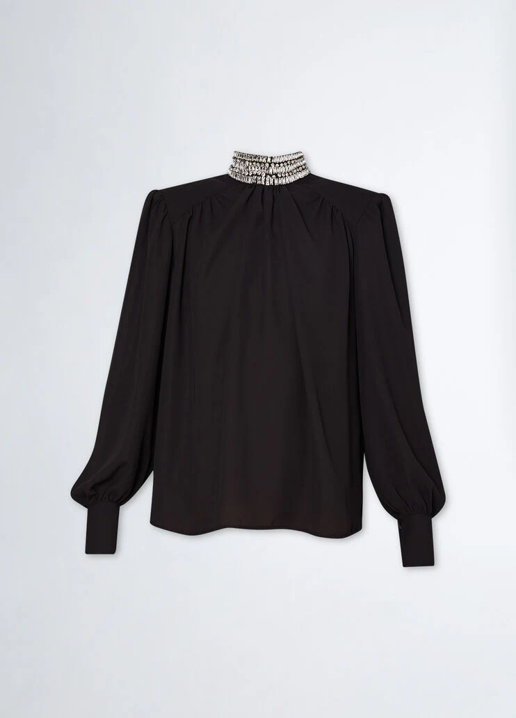 Georgette blouse with rhinestones