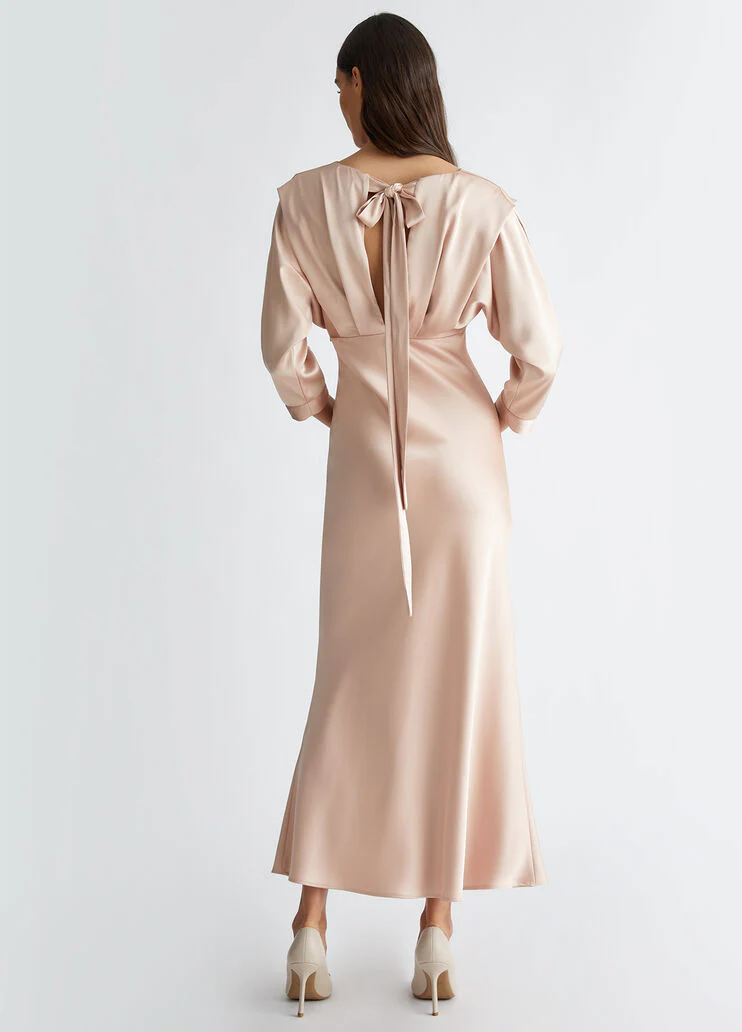 Long smart satin dress