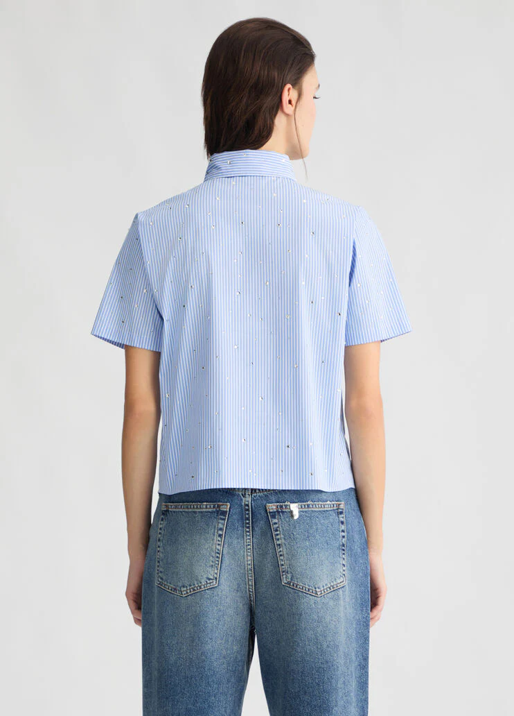 Striped light blue boxy shirt