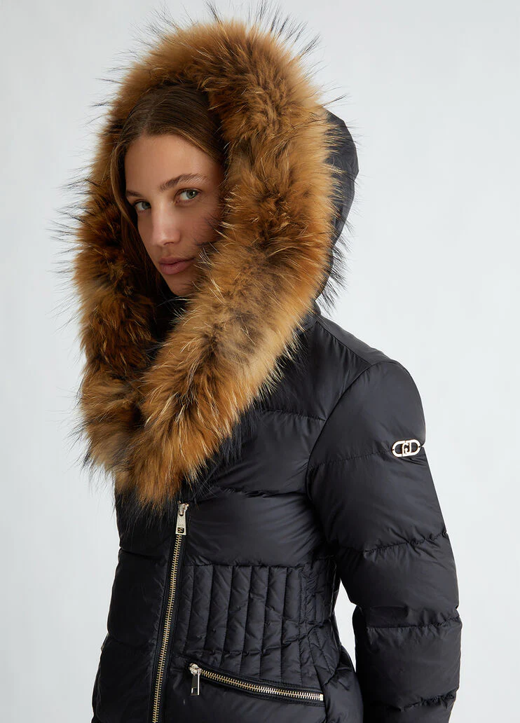 Down jacket with fur detail