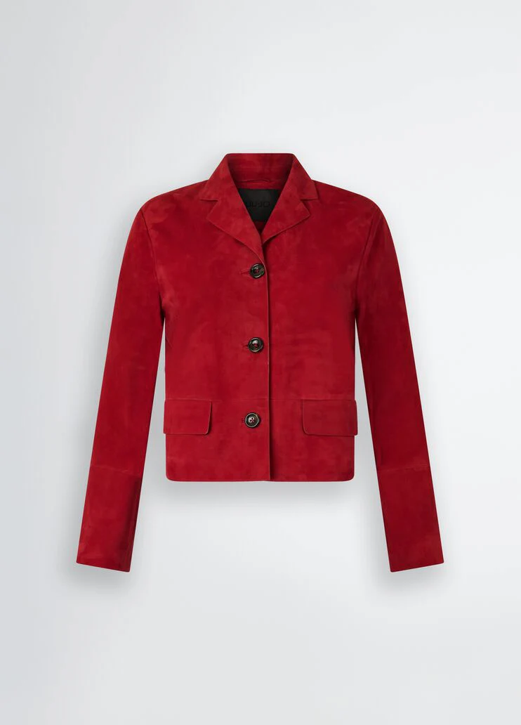 Red suede boxy jacket