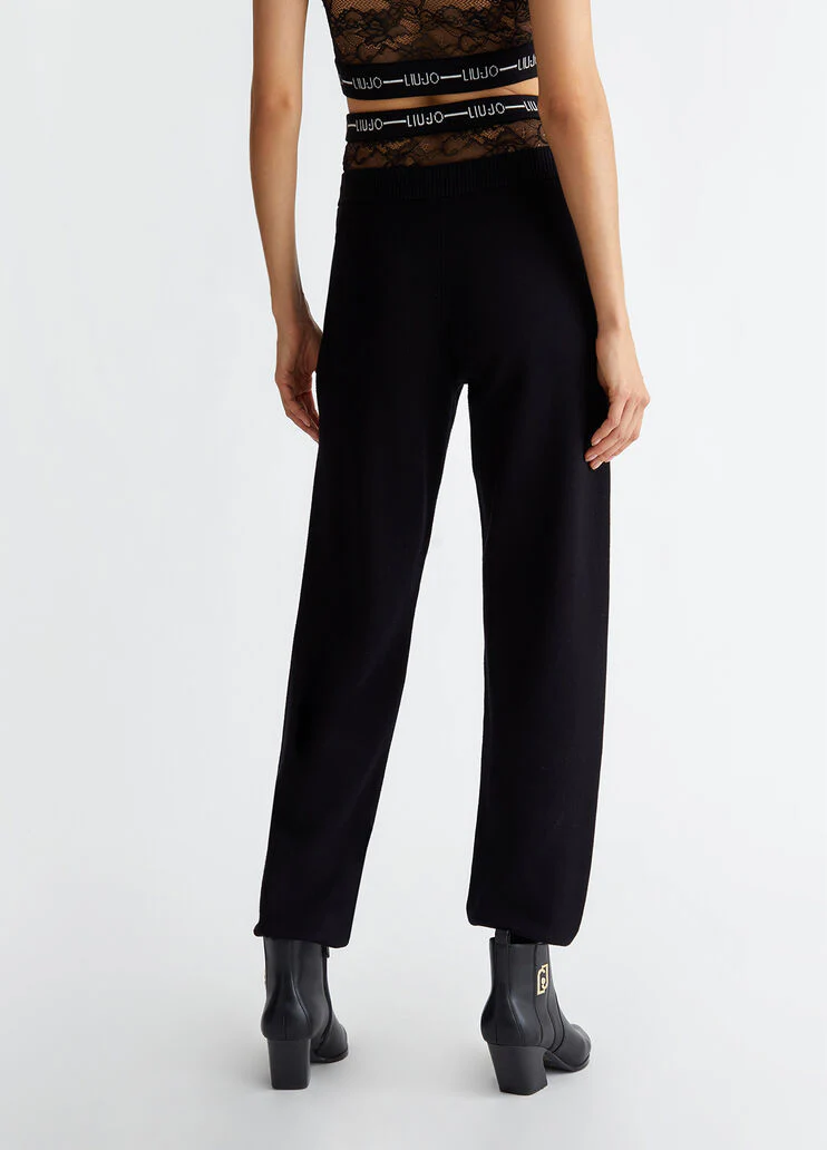 Knit trousers with lace