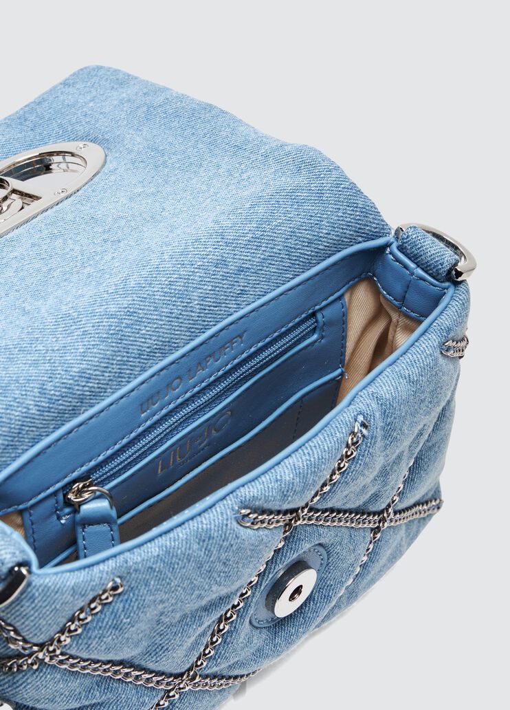 Small denim LaPuffy bag with chains