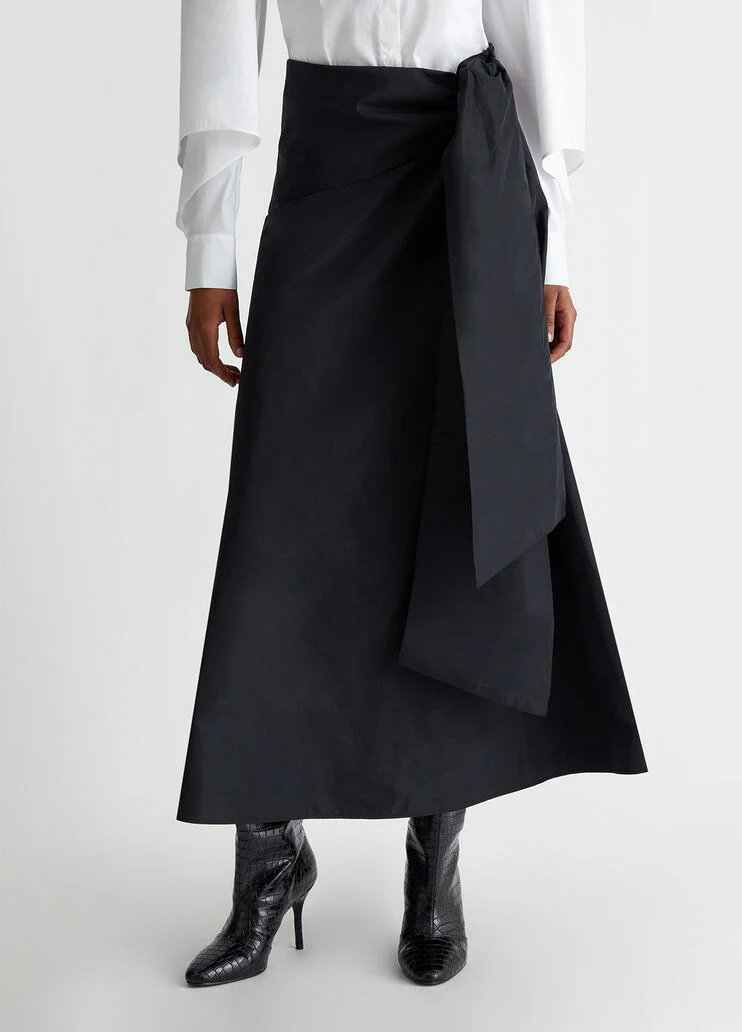 Long black taffeta skirt