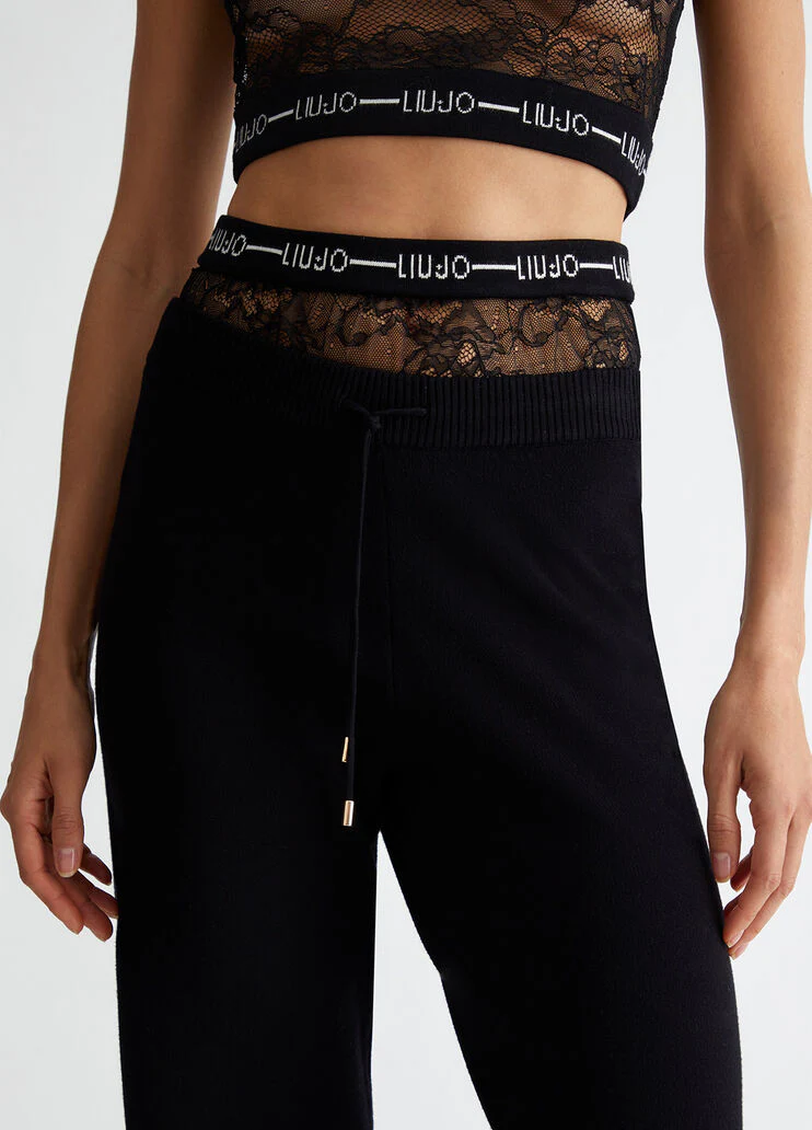 Knit trousers with lace