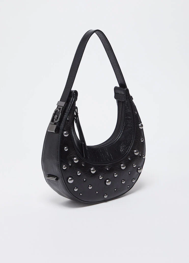 Studded glossy handbag