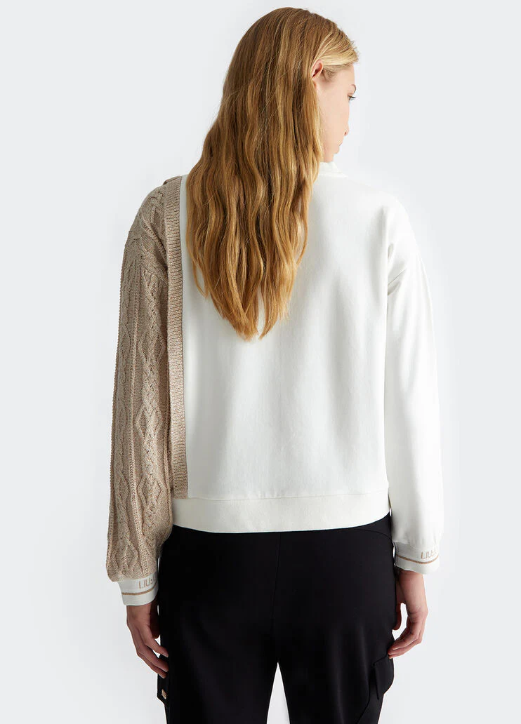 Black sweatshirt with knit insert