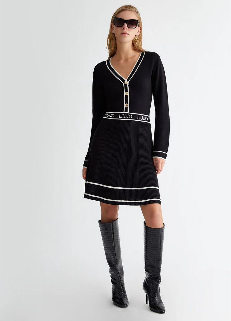 Silk-blend knit dress