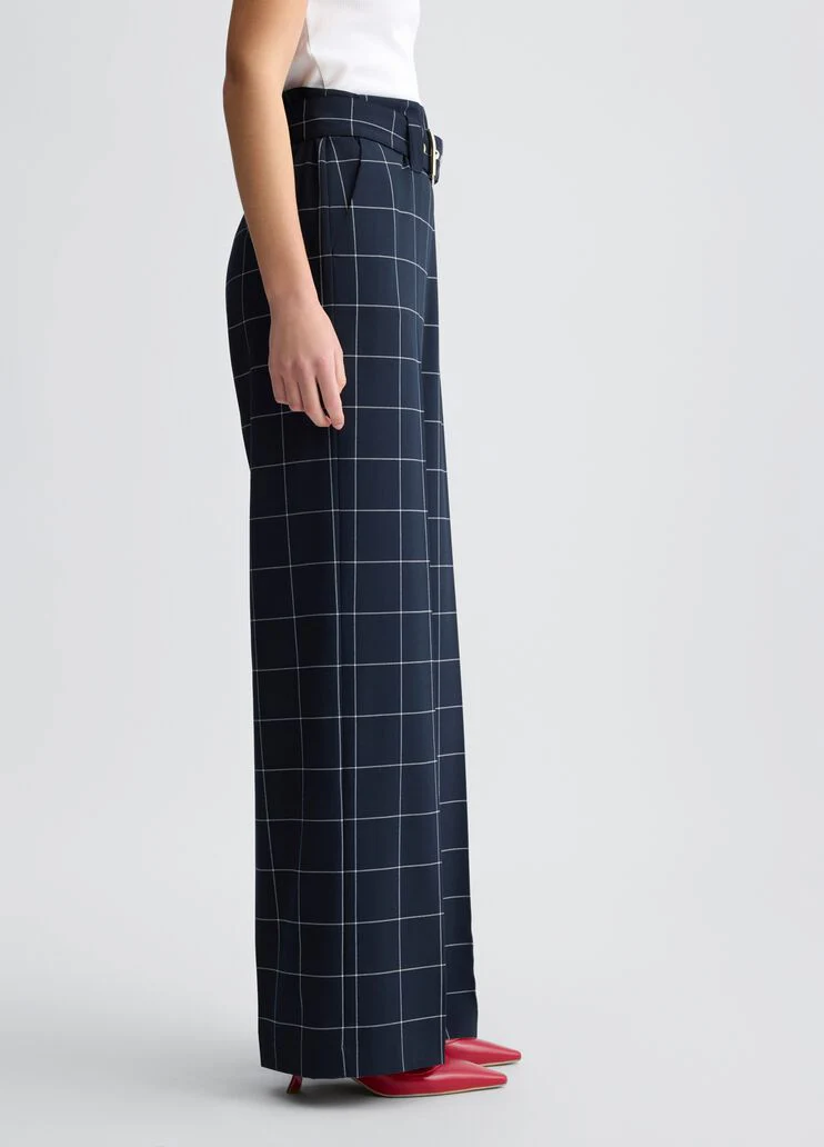 High-rise check trousers