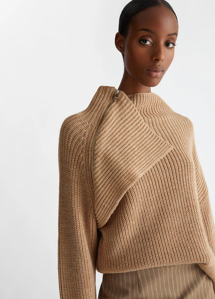 Rib-knit wool-blend sweater