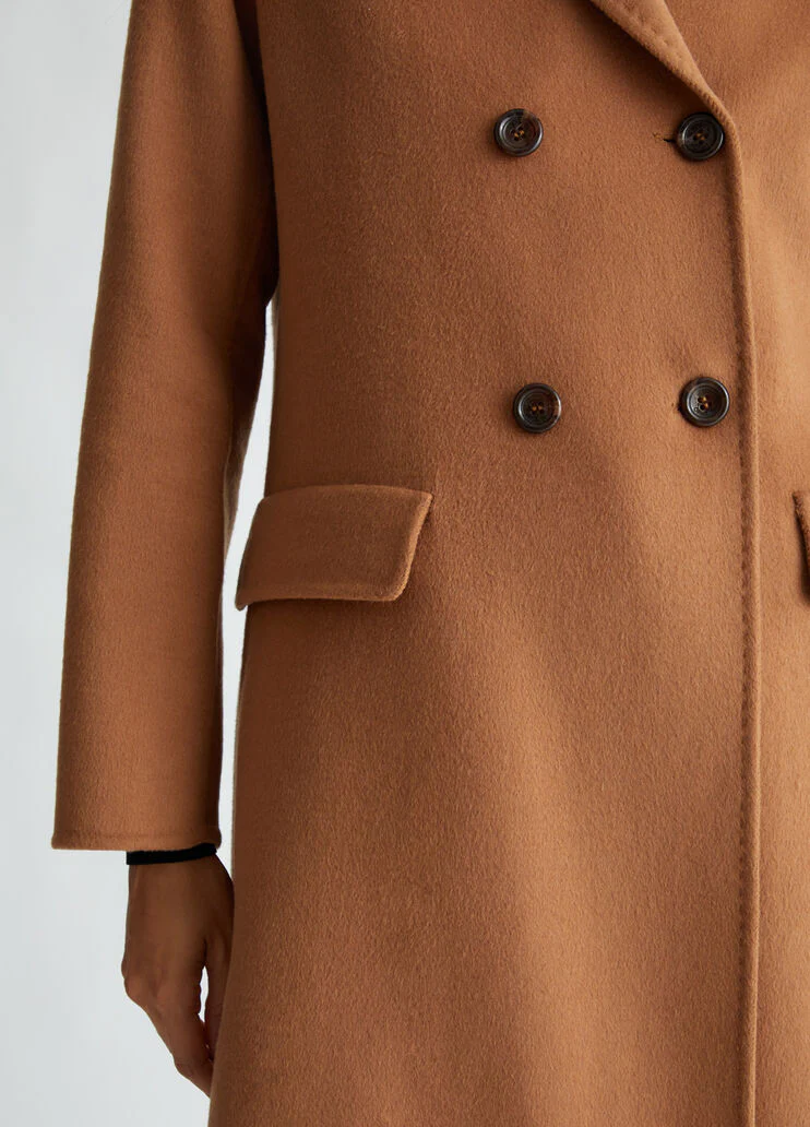 Double-breasted wool-blend coat
