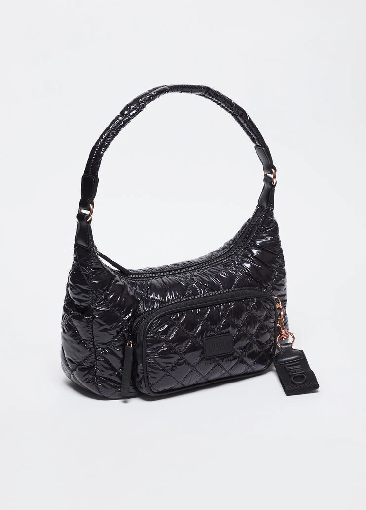 Quilted nylon shoulder bag