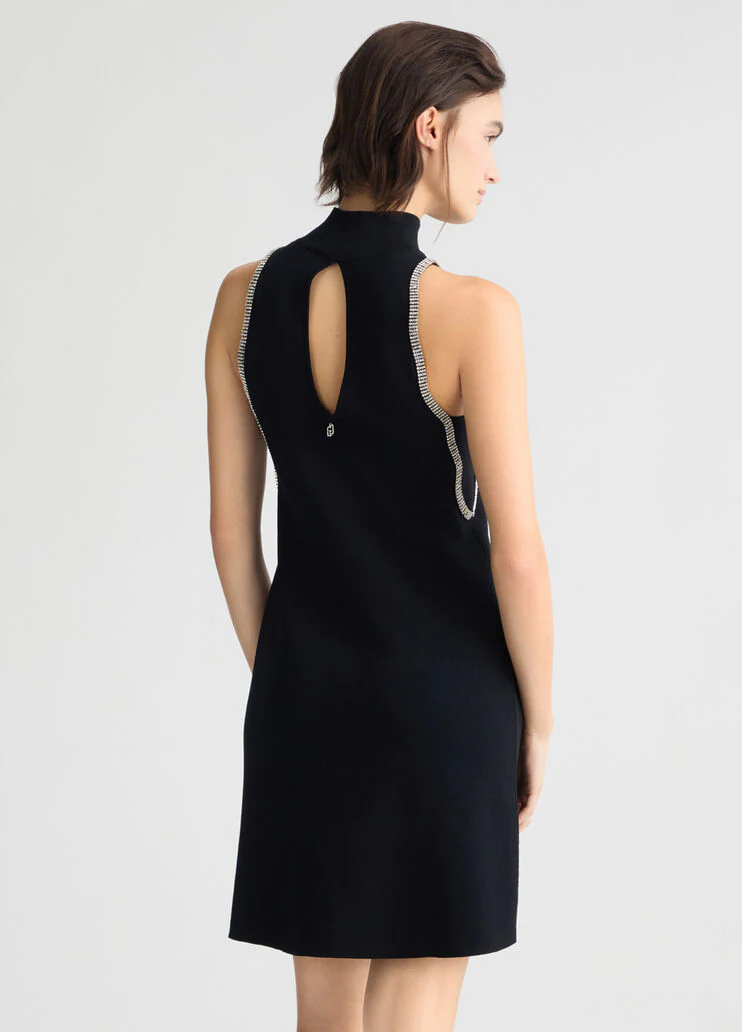 Knit dress with rhinestones