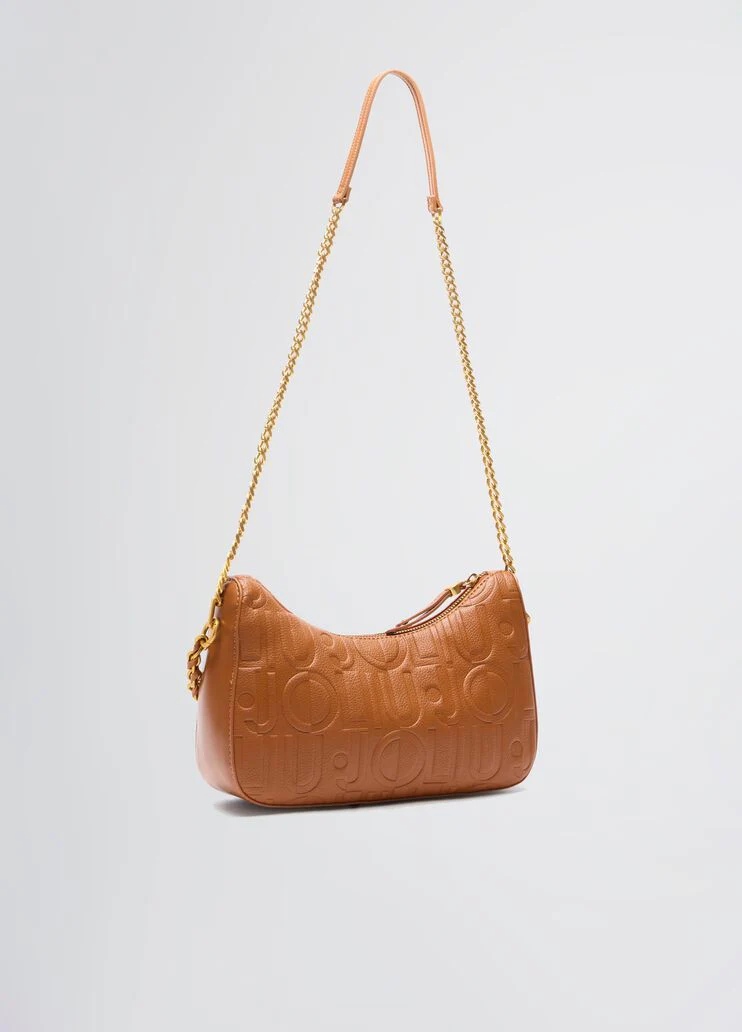 Brown shoulder bag with logo