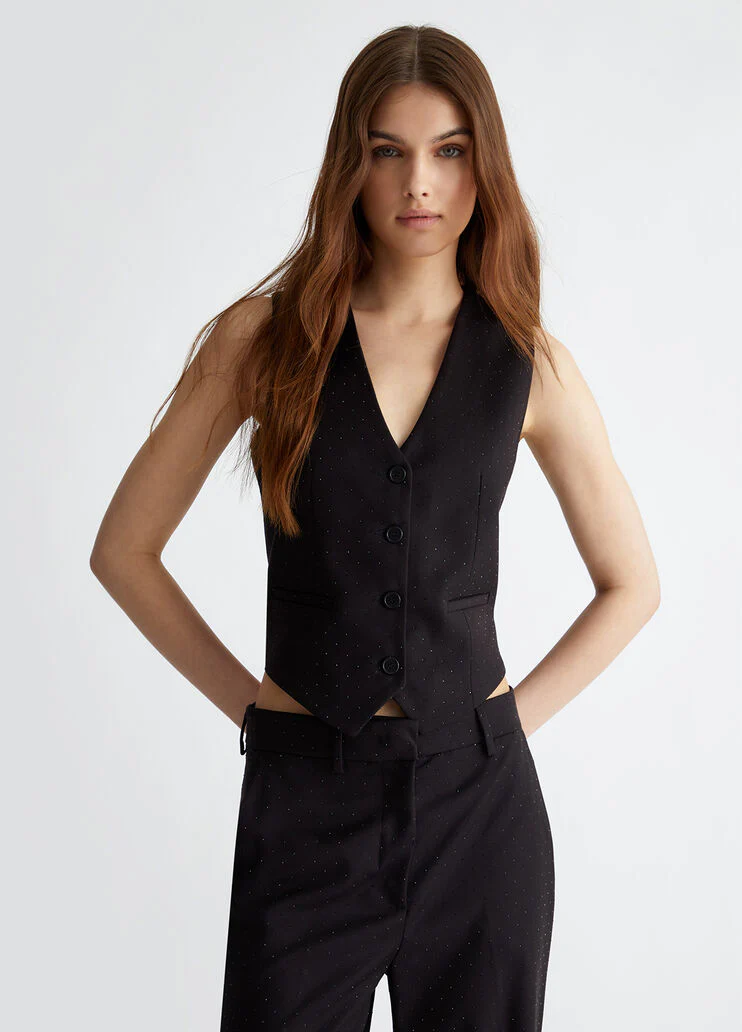 Twill waistcoat with appliqués
