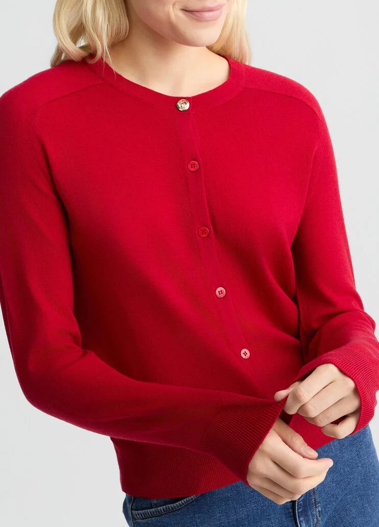 Red cashmere and wool cardigan