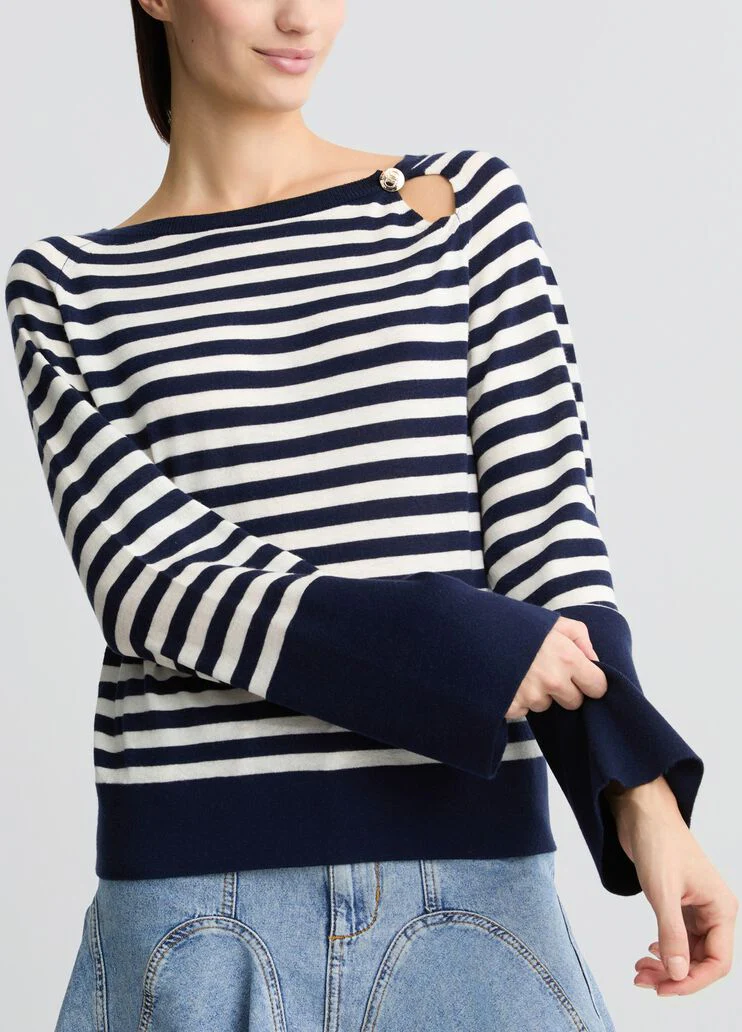 Lagoon blue/white wool and cashmere jumper