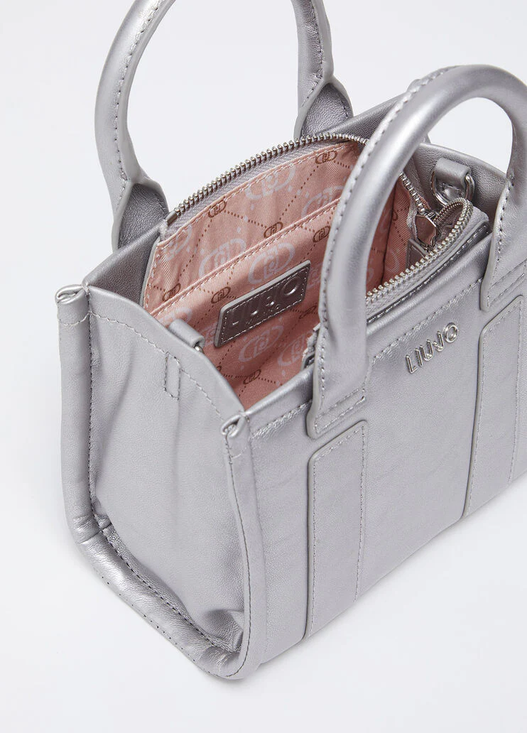 Mini shopping tote with shoulder strap