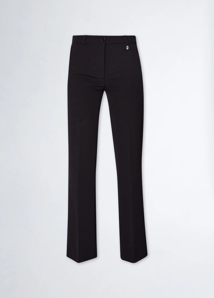 Flared crepe trousers