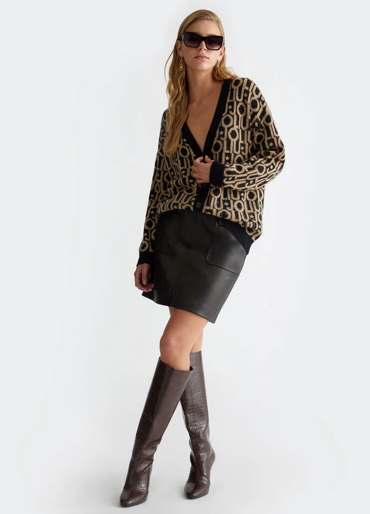 Cardigan with jacquard logo