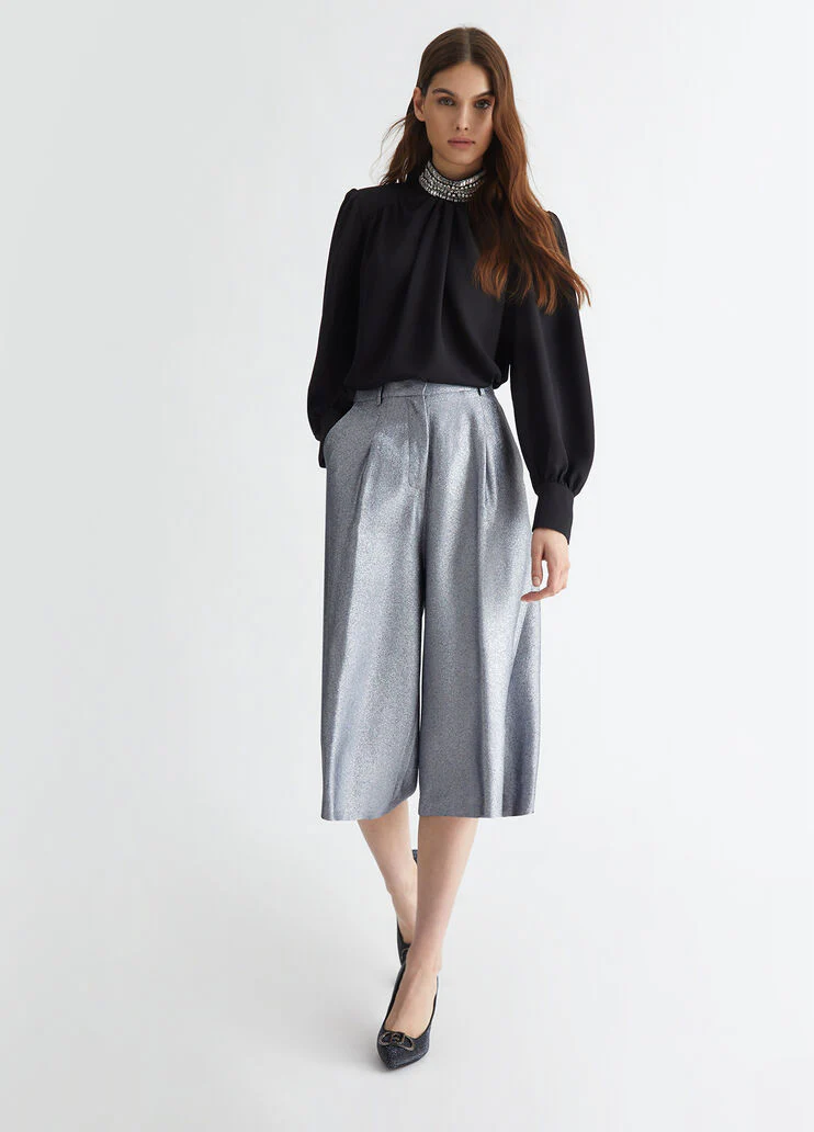 Georgette blouse with rhinestones