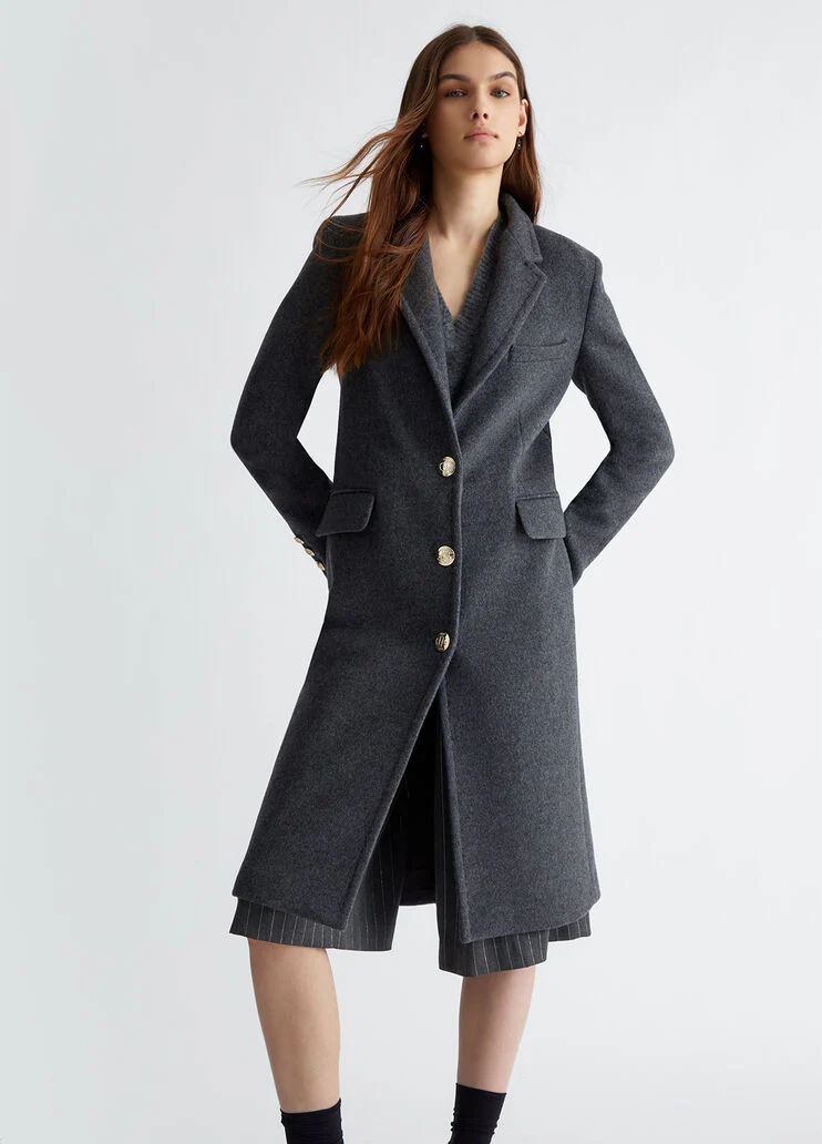 Slim-fit wool-blend coat