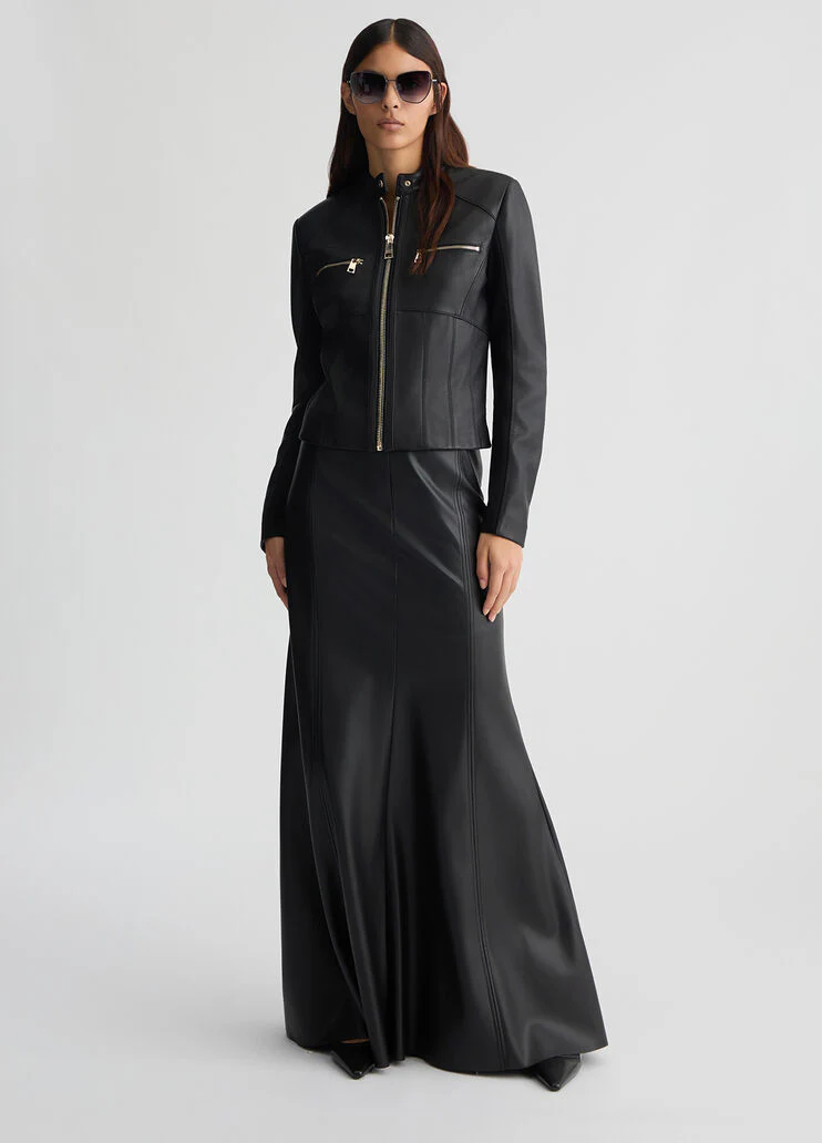 Black leather biker jacket