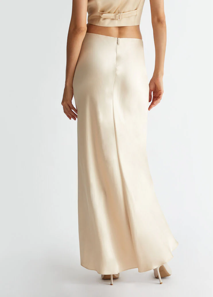 Long satin co-ord skirt