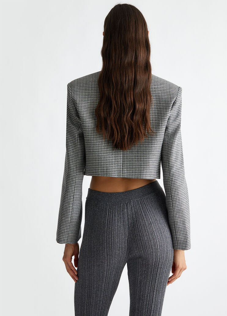 Cropped checked blazer