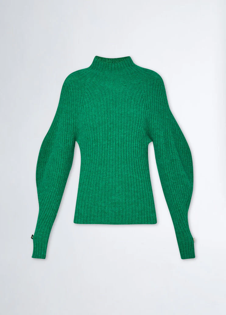 Rib-knit wool-blend sweater