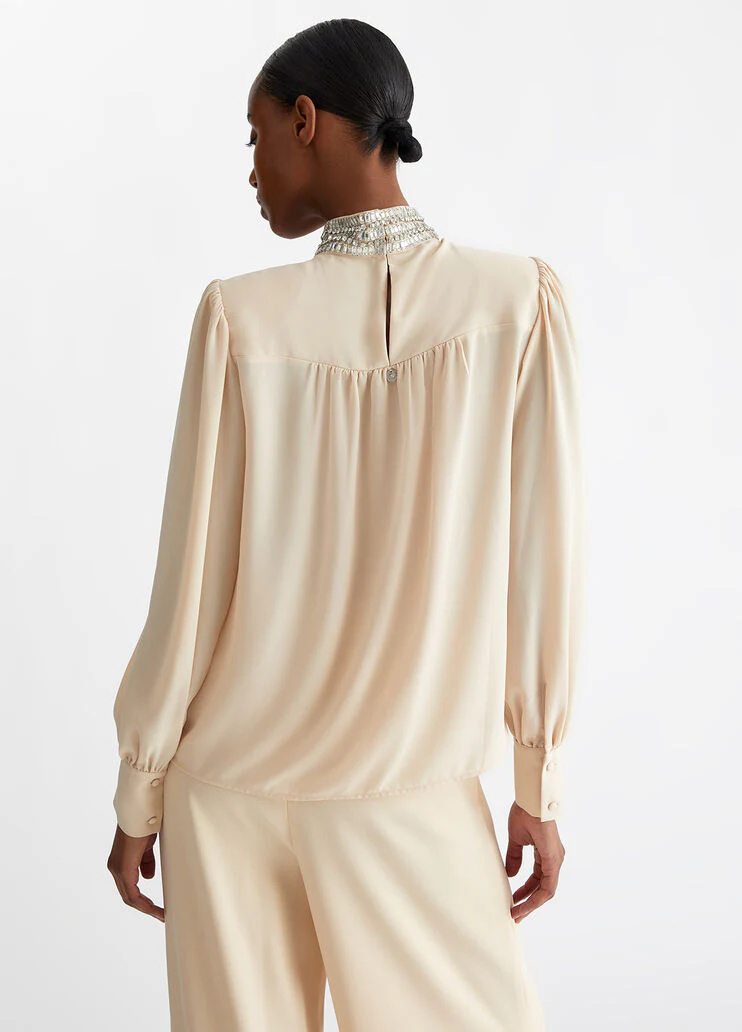 Georgette blouse with rhinestones